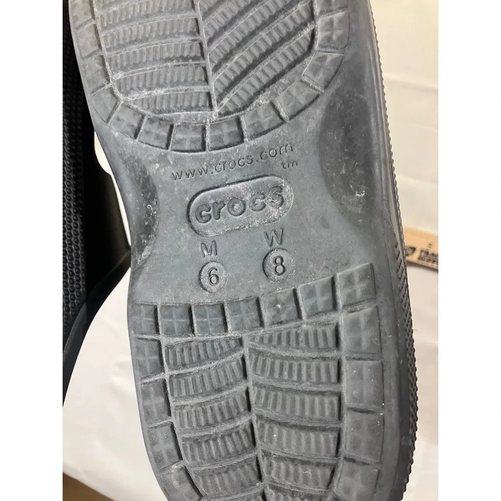 Crocs Classic Two Strap Slides Black M 6‎ W 8 Comfort Sandals Unisex